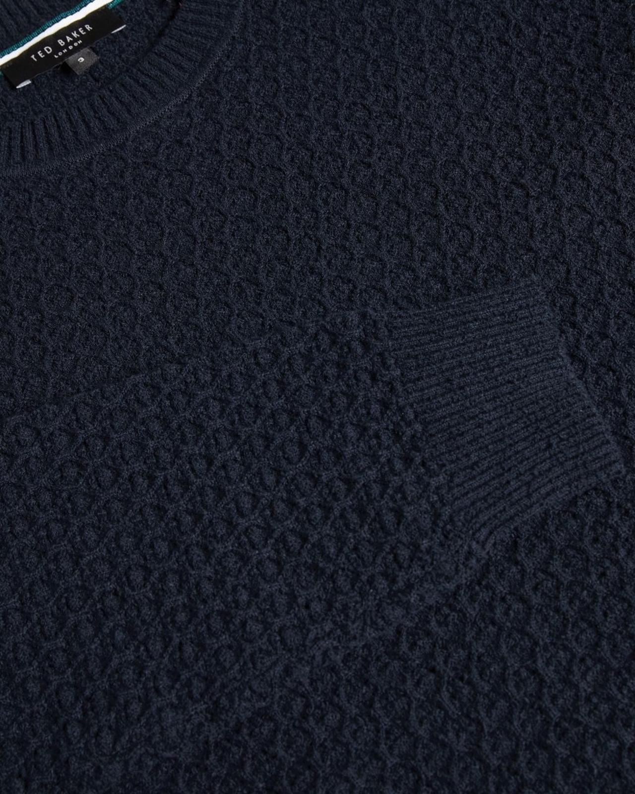 TED BAKER Woolf Men's Navy Blue Textured Stitch Crew Neck Jumper (5) XL BNWT