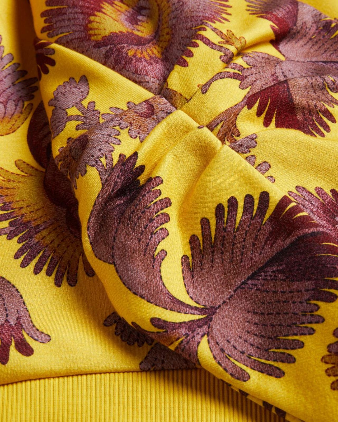 TED BAKER Delray Ladies Yellow Floral Statement Sleeve Jumper (2) UK10 BNWT