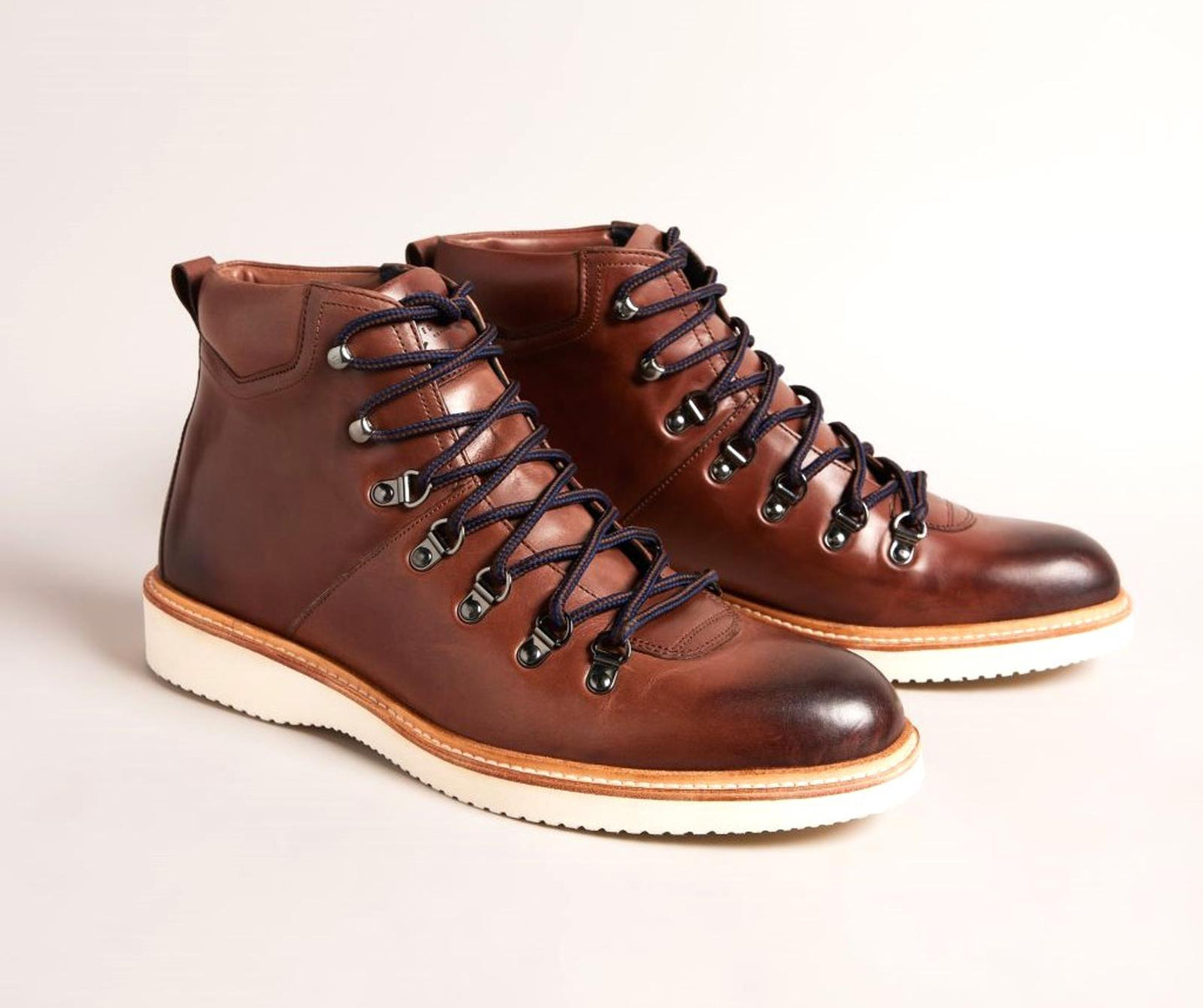 TED BAKER Liykere Men's Brown Leather Round Toe Hiker Boots EU42 UK8 BNIB