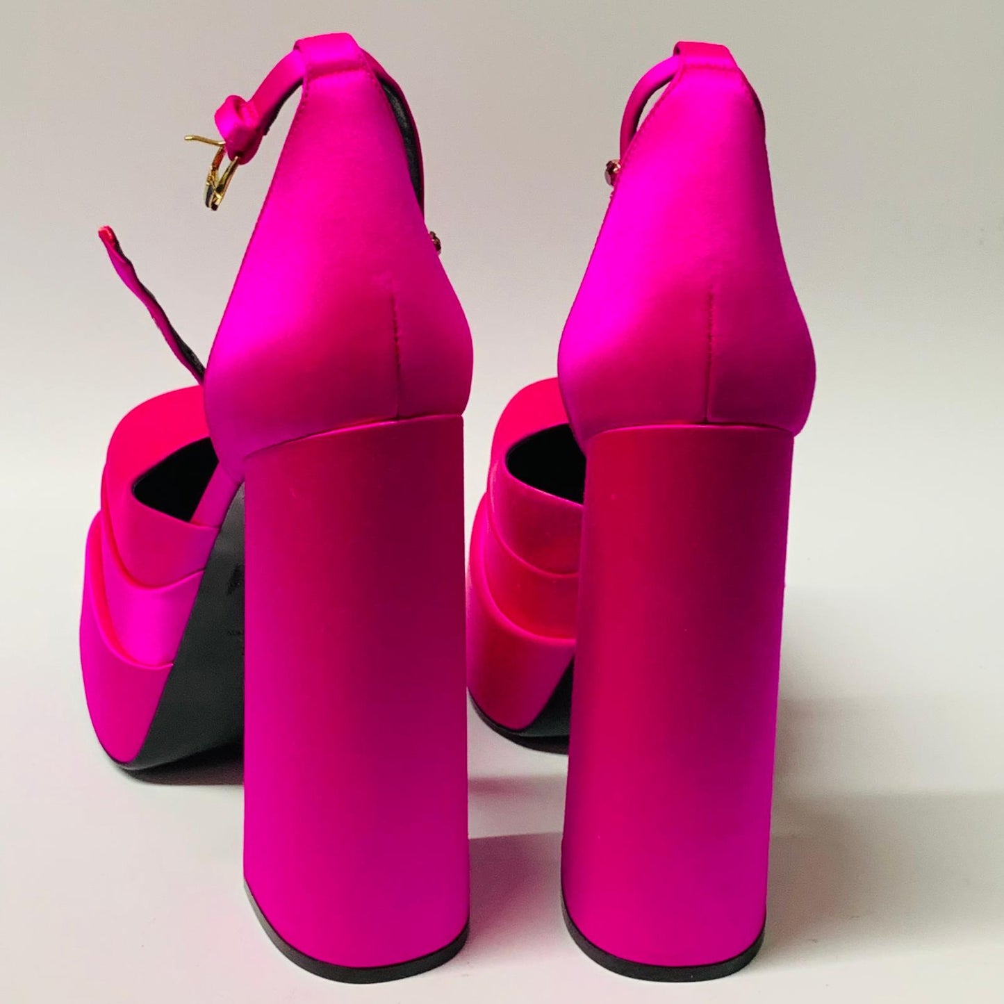 VERSACE Ladies Pink Neon Hi-Heel Platform 155 Pump Ankle Strap Shoe UK5.5 NEW
