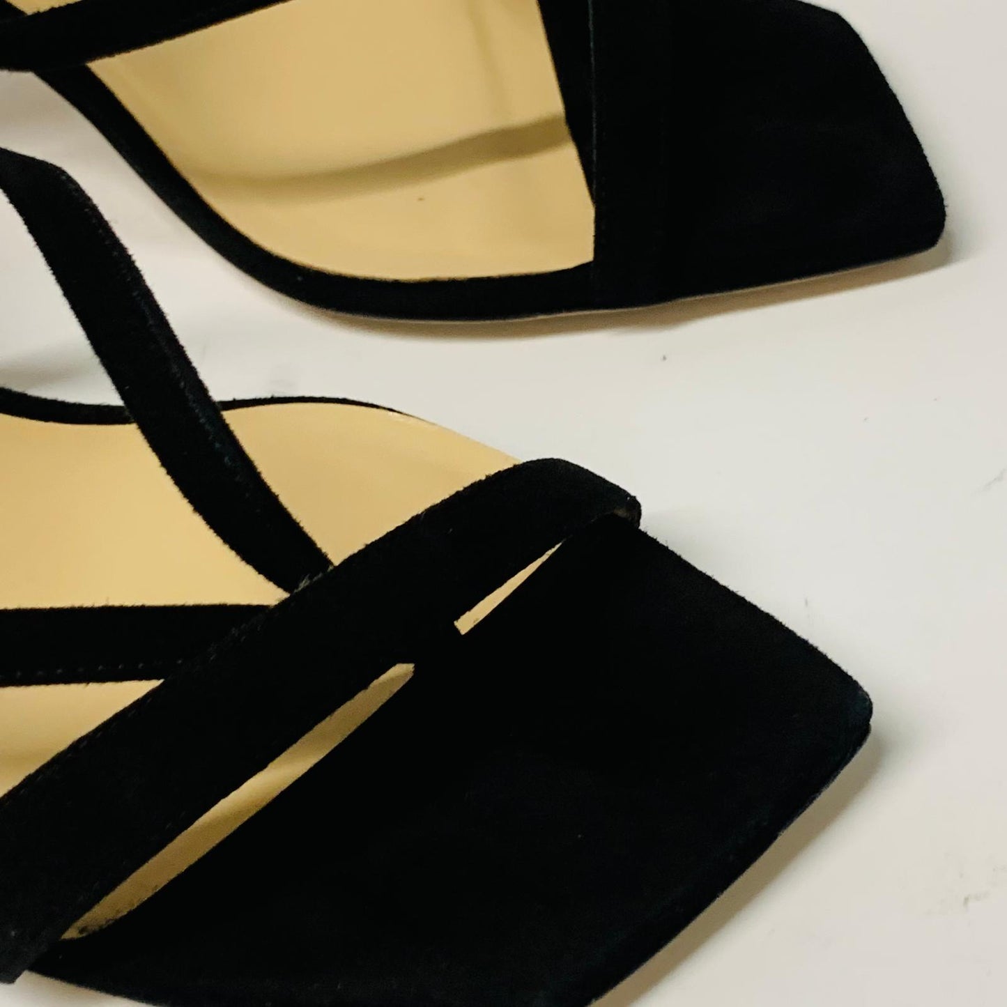 JIMMY CHOO Ladies Black Sandal Strap Squared Kitten Shoe Heel UK7 NEW