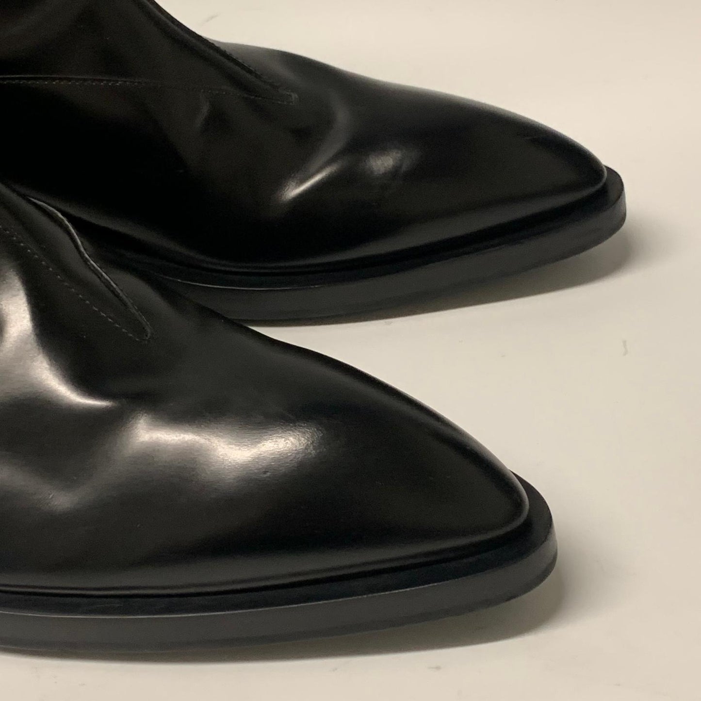 JIL SANDER Men's Boot Zipper Ankle Pointed Toe Black Leather Shoe UK10 NEW