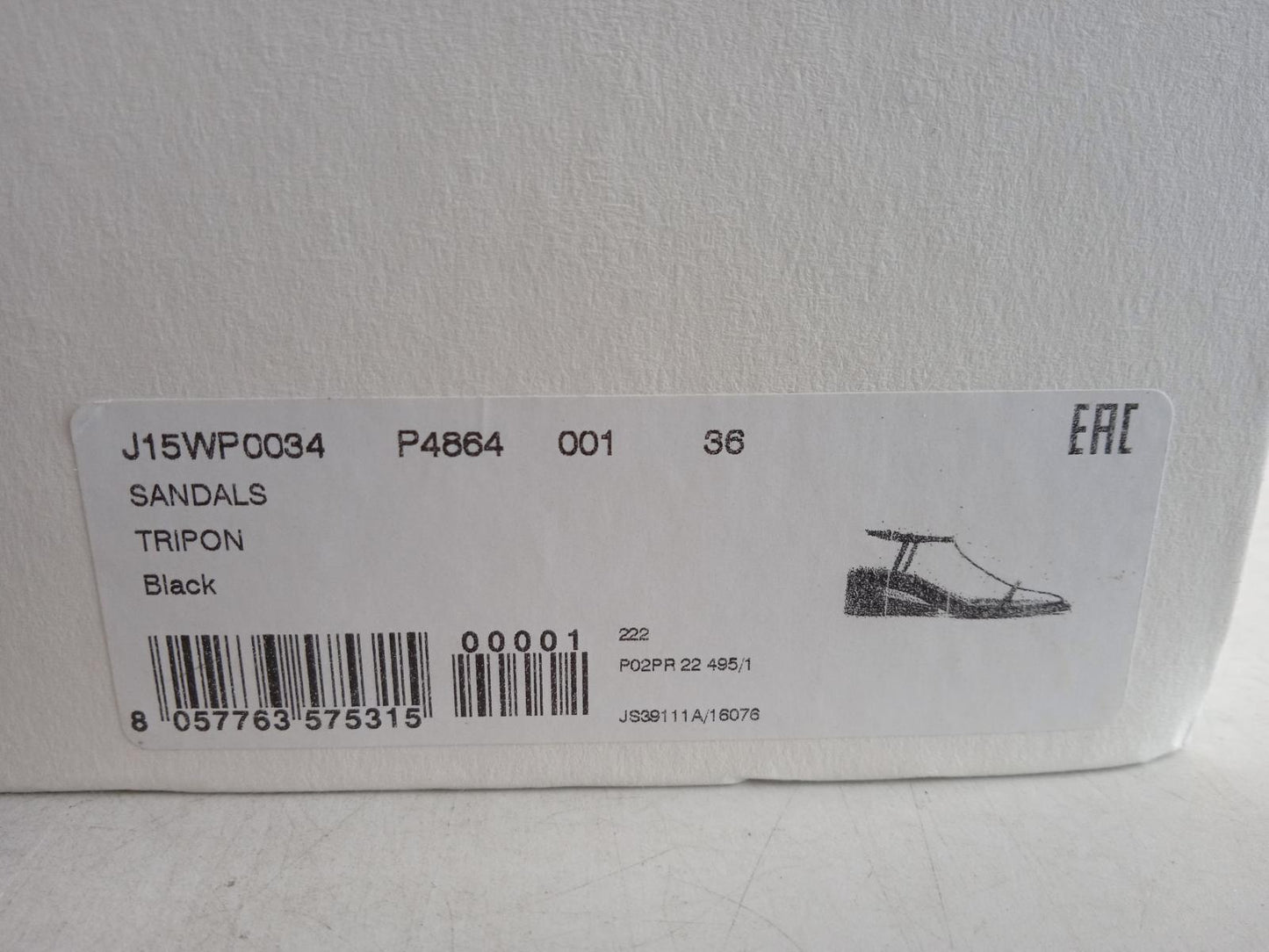 JIL SANDER Ladies Black Leather Tripon T-Strap Block Sandals EU36 UK3 NEW