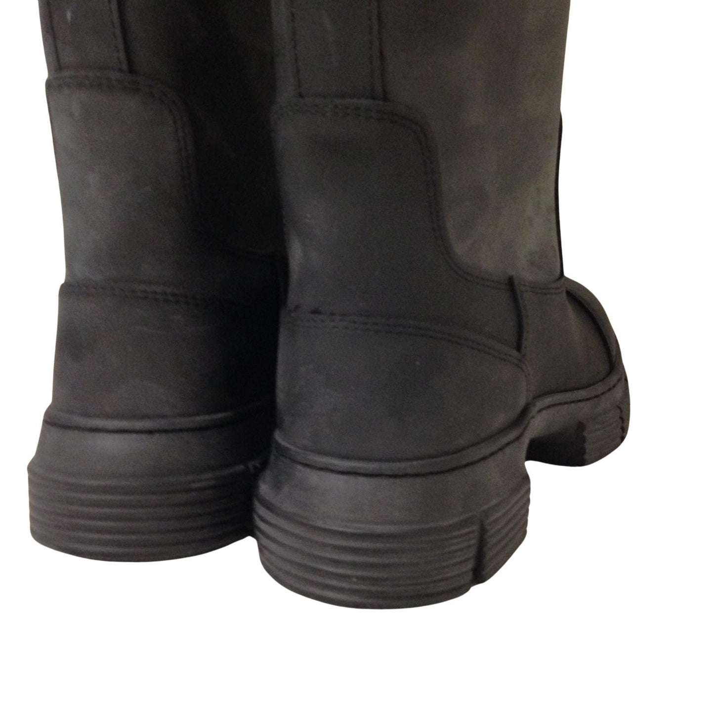 GANNI Knee High Boot Round Rubber Toe Cap Black Leather EU36 UK3 RRP375 BNIB