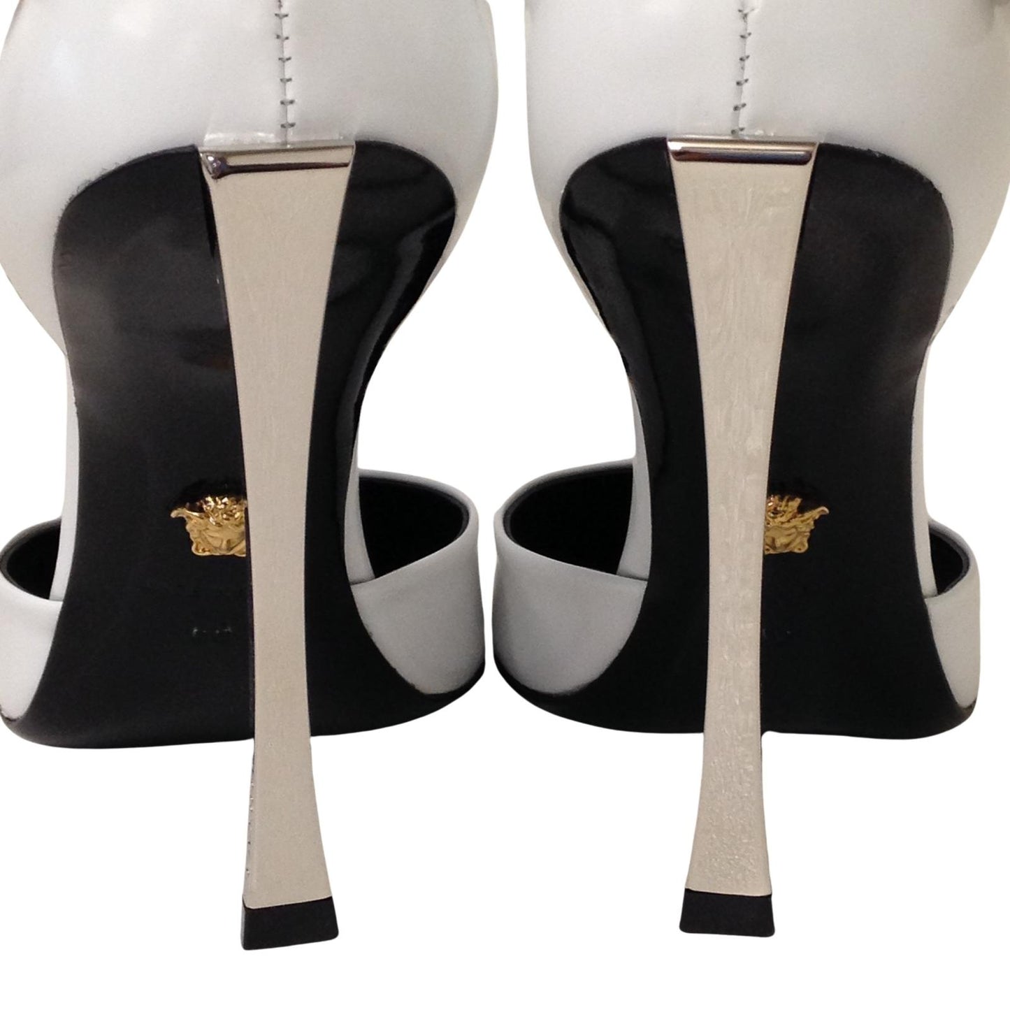 VERSACE Pin Point Heel Triple Strap White Leather Shoe EU36 UK3 RRP1200 BNIB