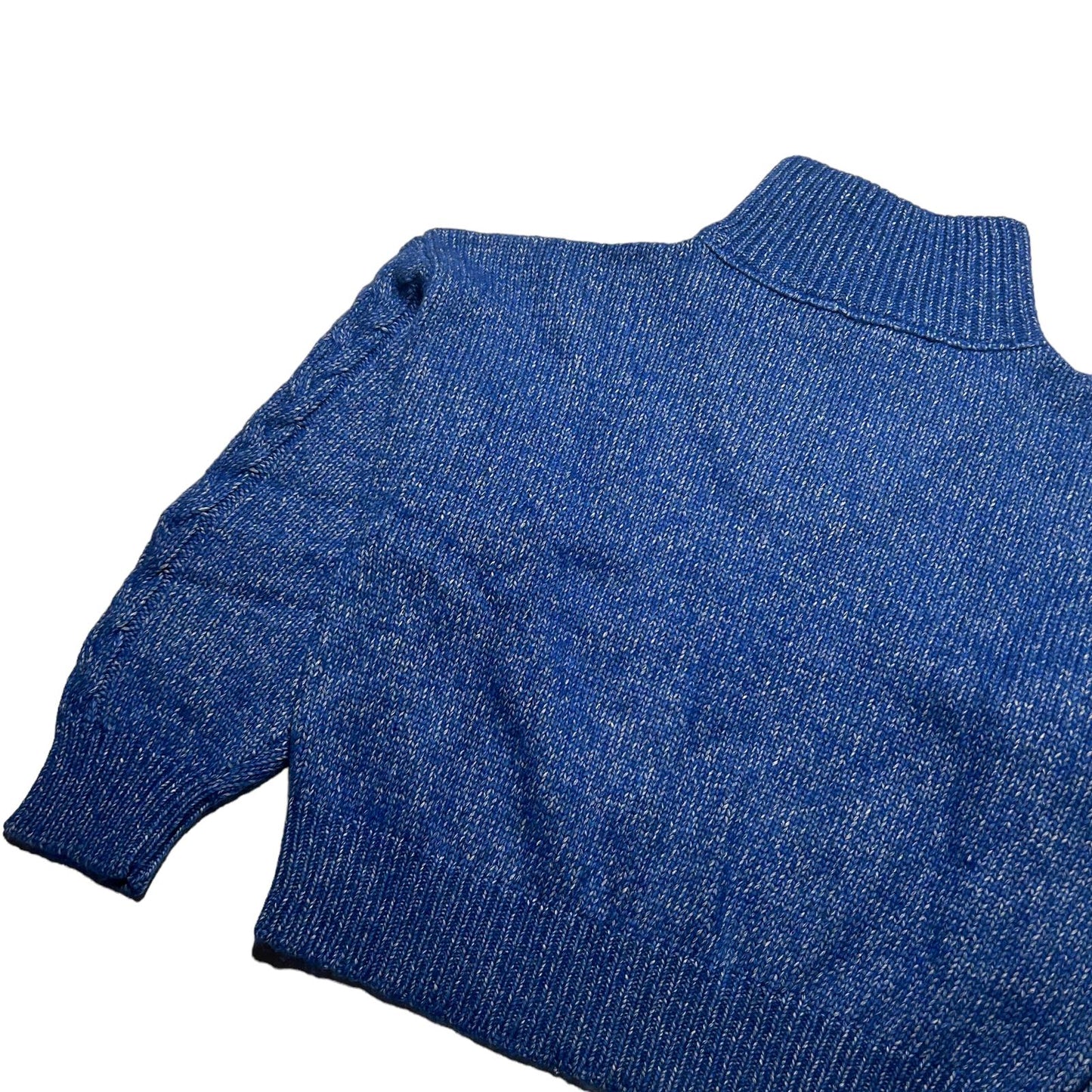 GANNI High Neck Long Sleeve Zip Ladies Cable Knit Sweater Blue XL NEW RRP 325