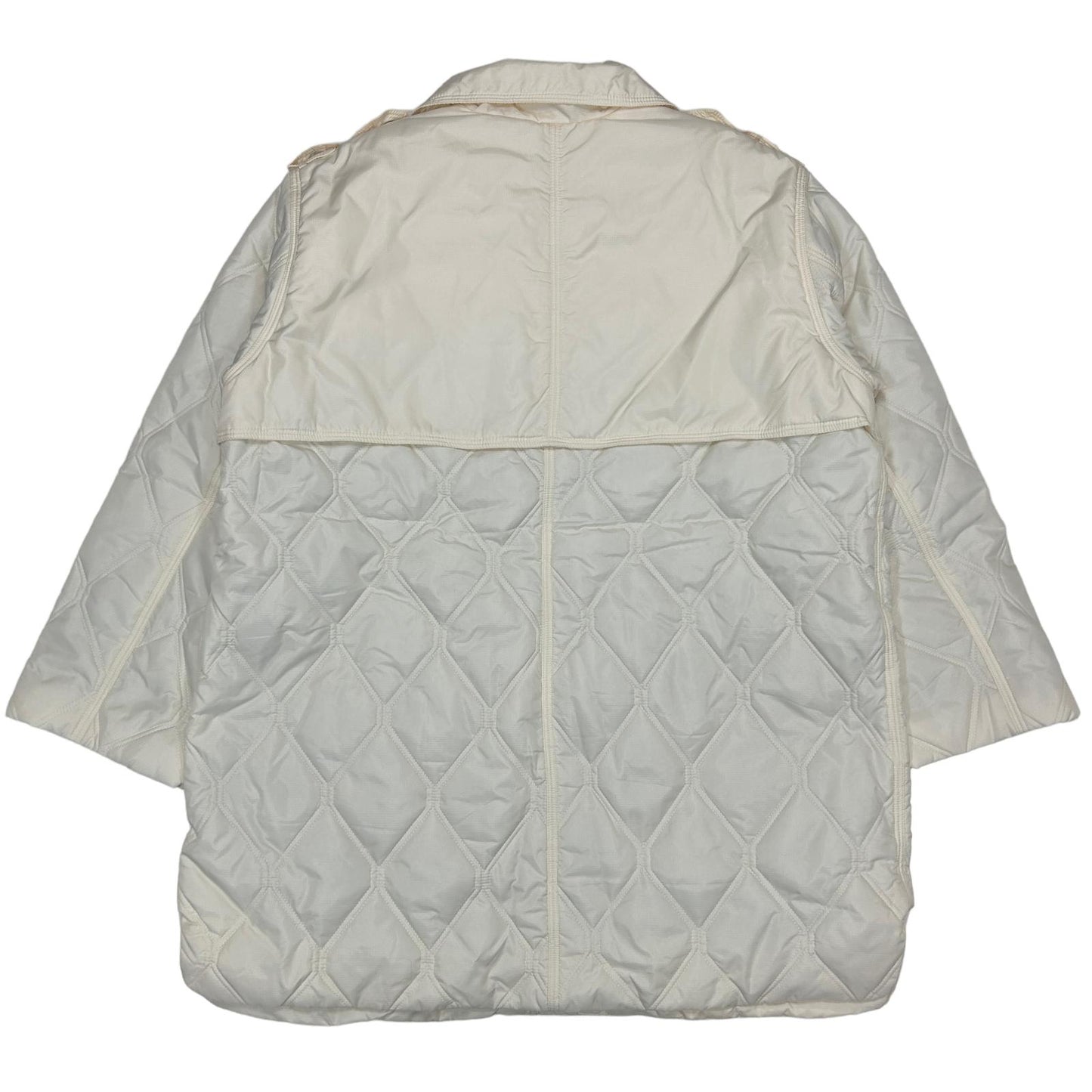 GANNI Spike Collar Zip Renylon Quilt Oversize Jacket White UK14 NEW RRP 315