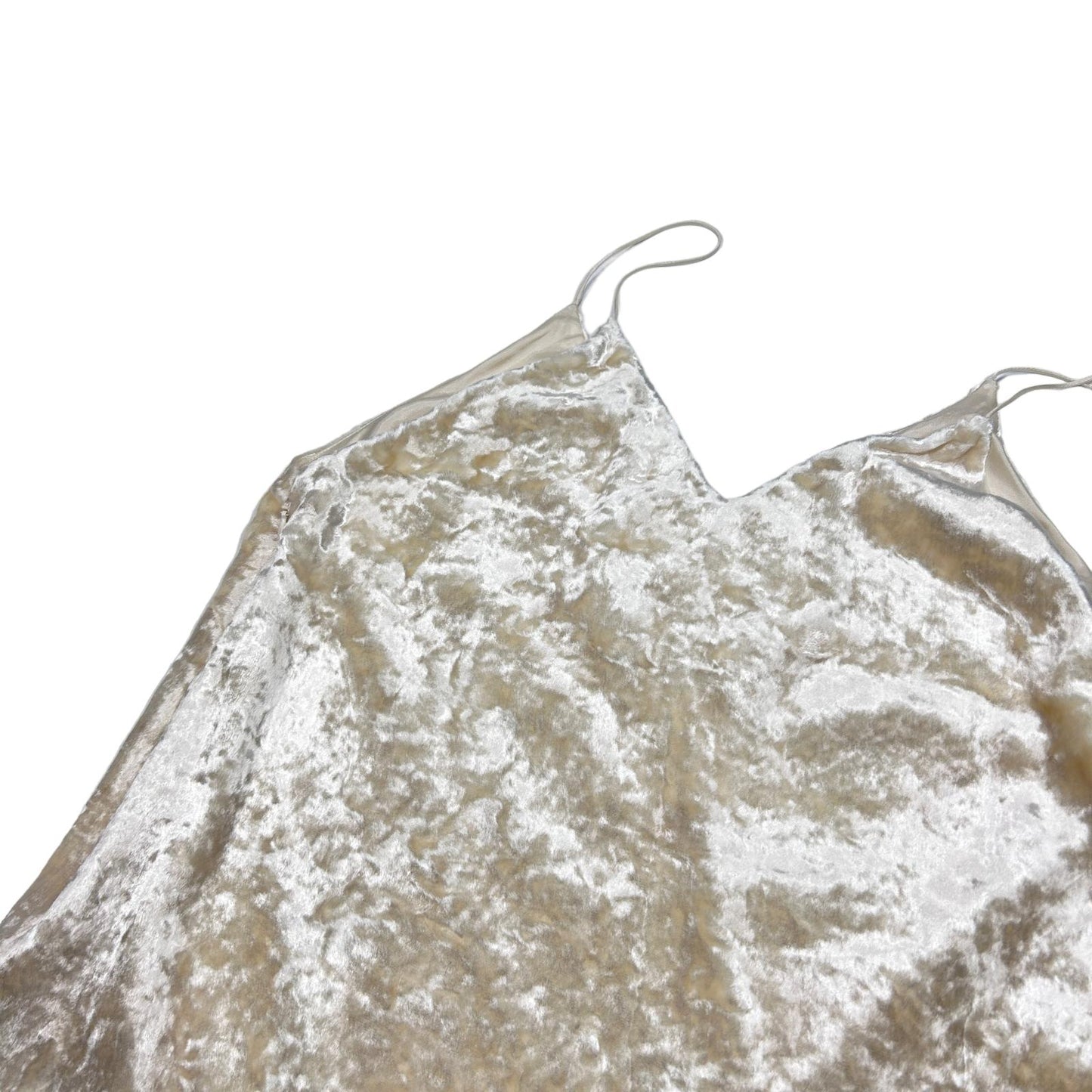 JIL SANDER TOP Halter Vest Cami V-Neck Crushed Velvet Beige UK12 NEW RRP 840