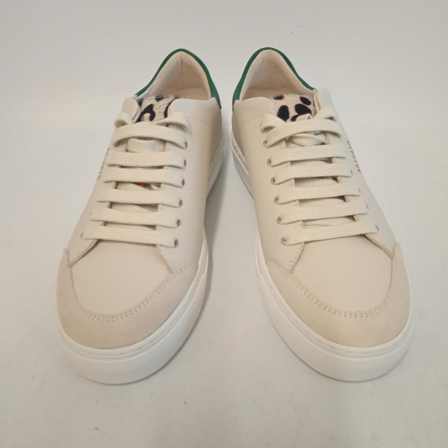 AXEL ARIGATO Ladies Beige & Green Leather Leopard Print Tongue Sneakers UK5 NEW