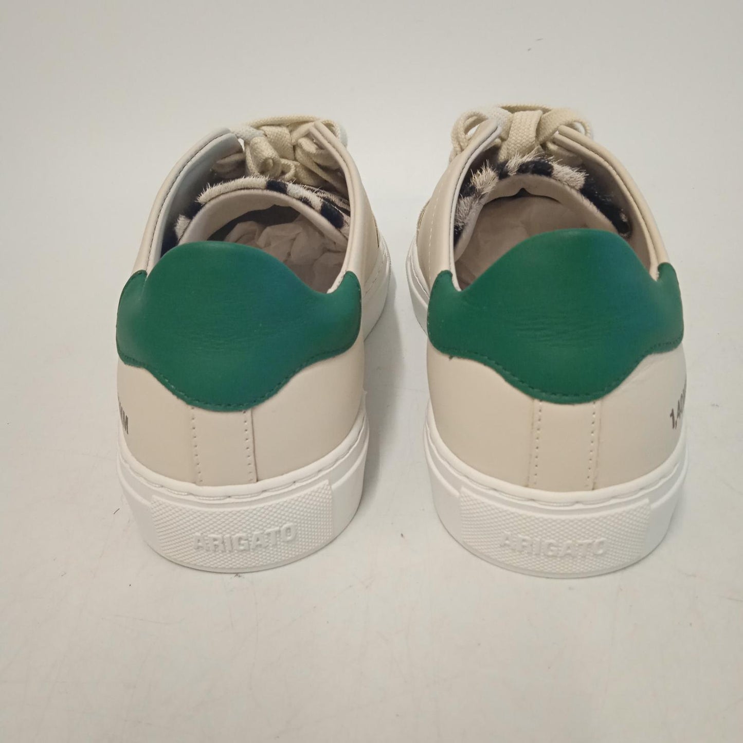 AXEL ARIGATO Ladies Beige & Green Leather Leopard Print Tongue Sneakers UK5 NEW