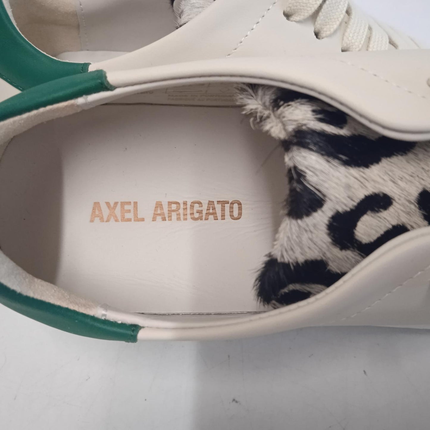 AXEL ARIGATO Ladies Beige & Green Leather Leopard Print Tongue Sneakers UK5 NEW