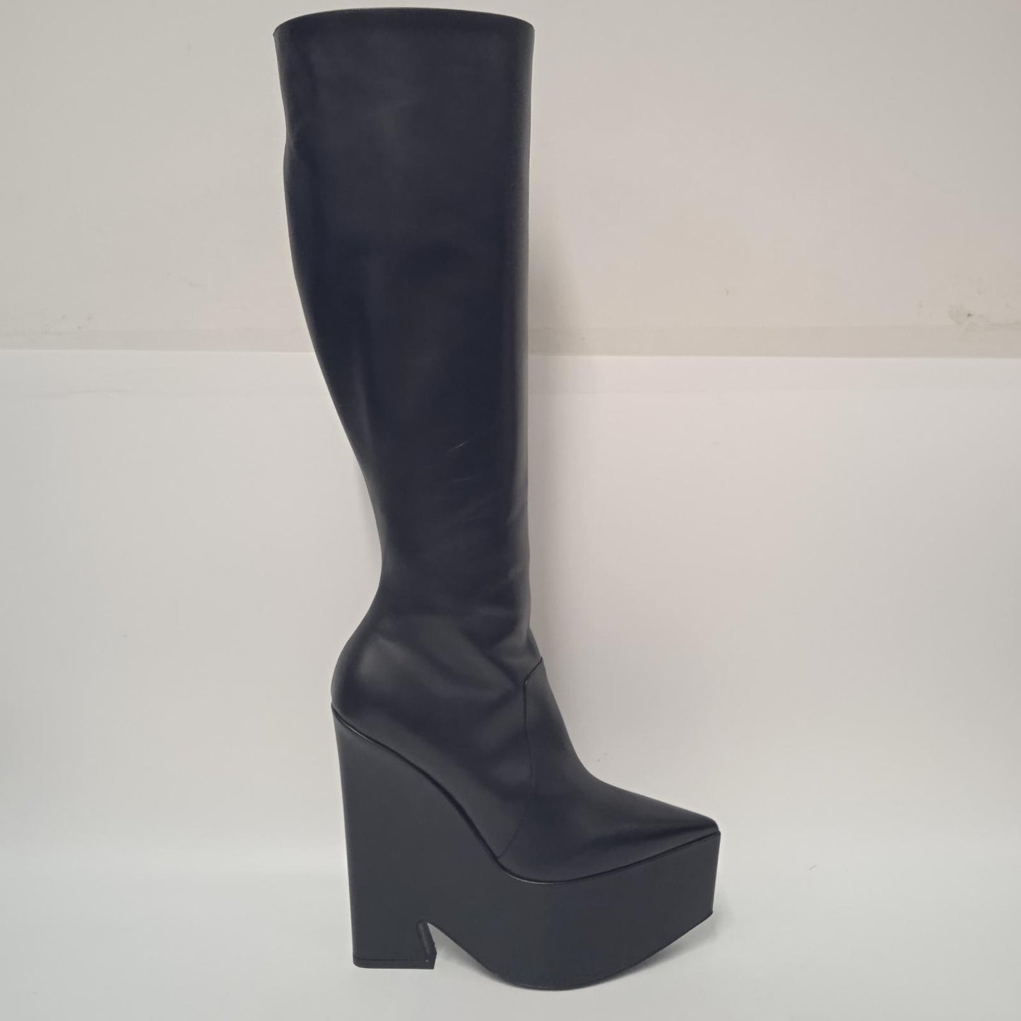 VERSACE Ladies Black Leather Knee High Tempest Platform Boots EU40 UK7 NEW