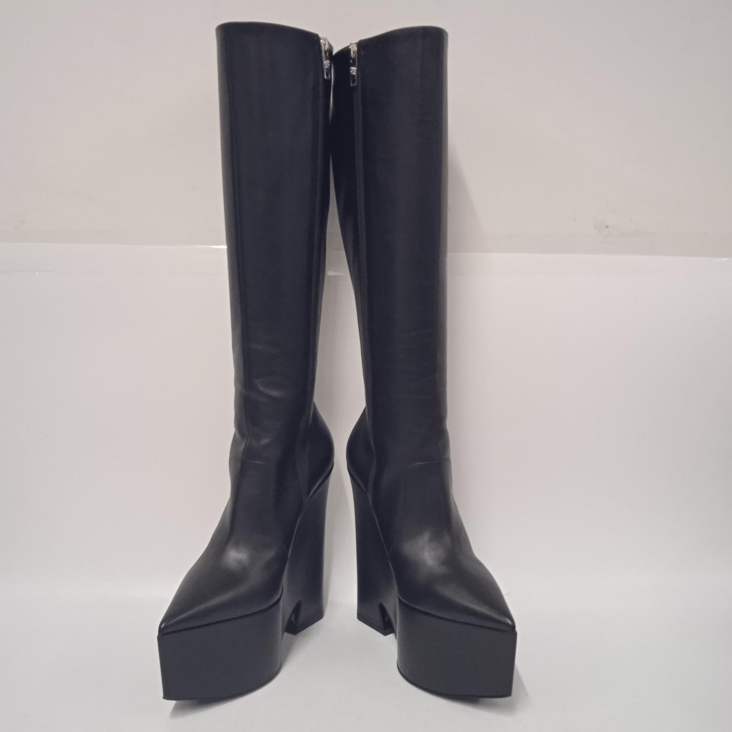 VERSACE Ladies Black Leather Knee High Tempest Platform Boots EU40 UK7 NEW