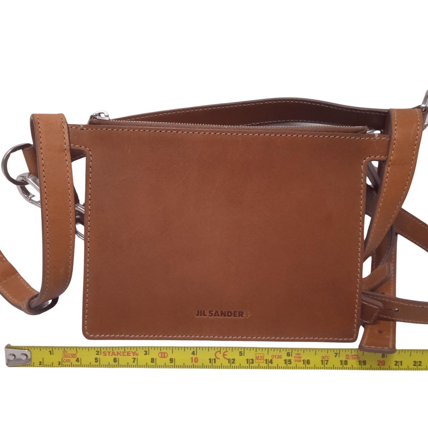 JIL SANDER Ladies Tan Brown Leather Small Crossbody Blanket Holder Bag NEW