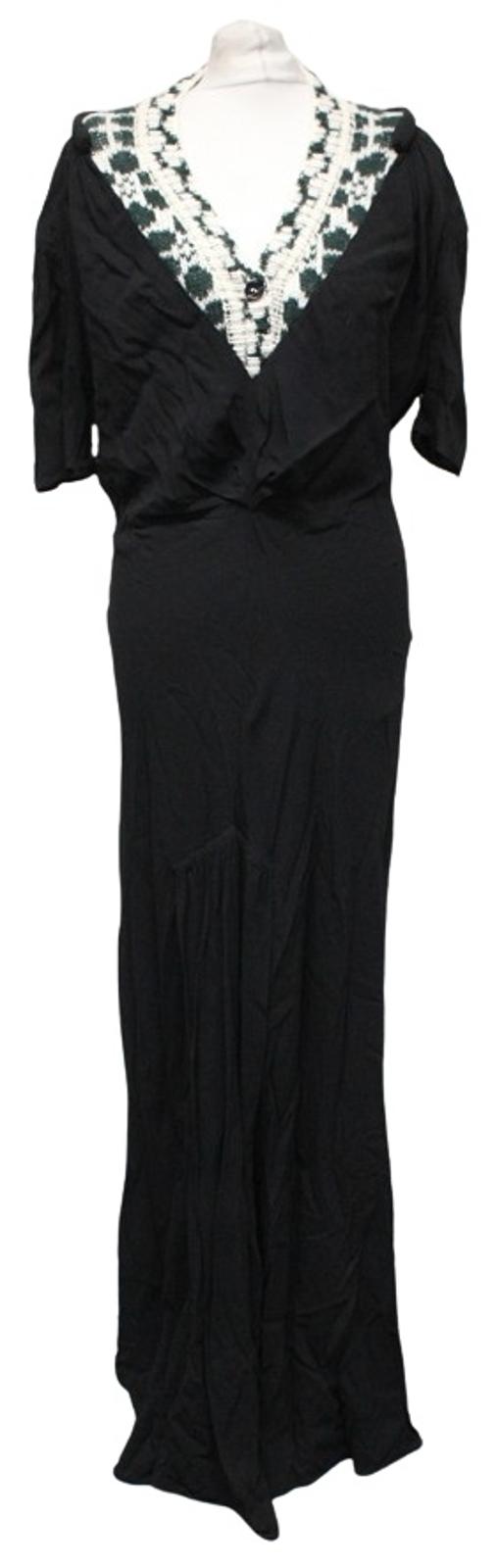 PRADA Ladies Sable Jacquard Black Green Knit Gown Maxi Dress IT42 UK10 NEW