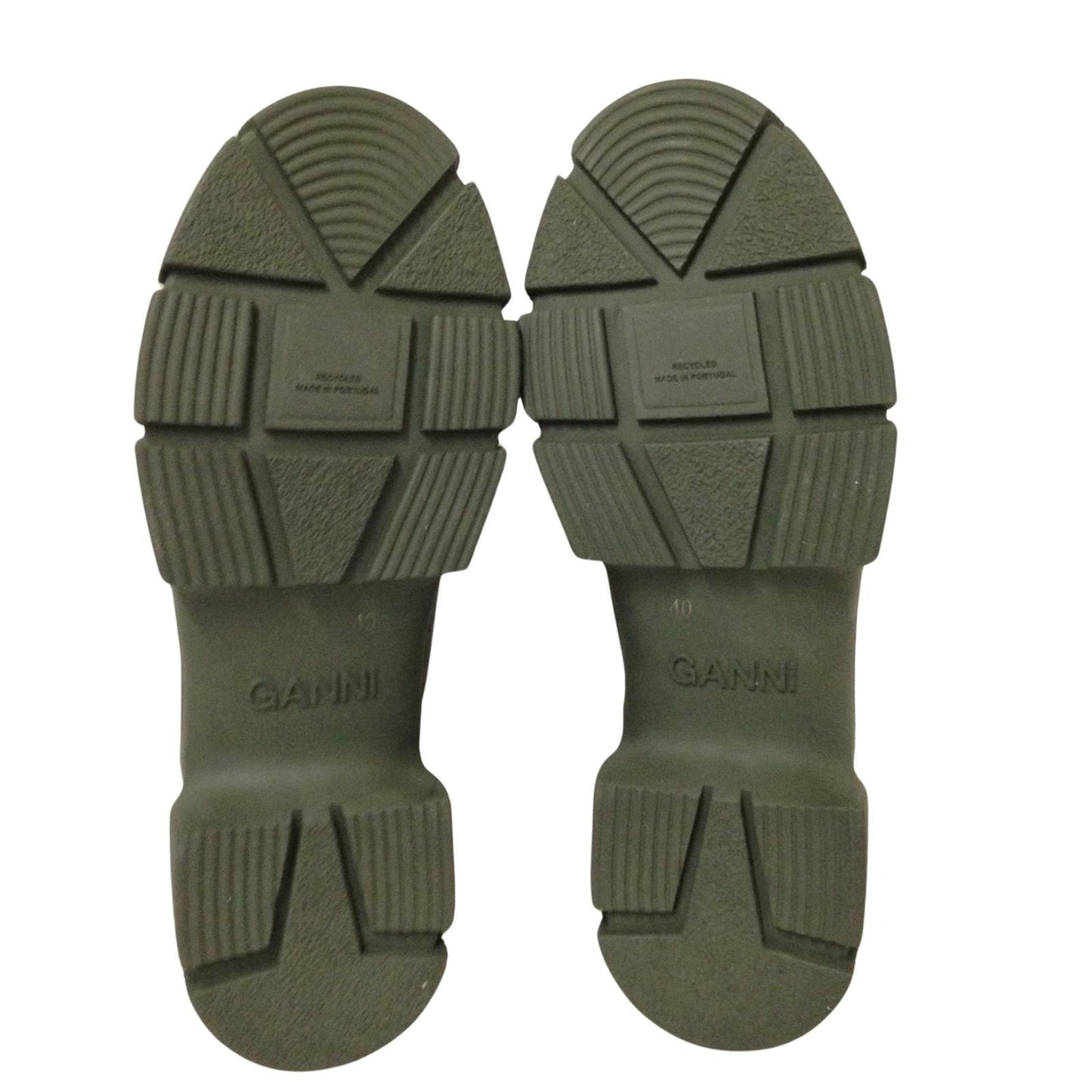 GANNI Flat Boot High Ankle Welly Recycled Green Rubber Ladies UK7 NEW RRP 150