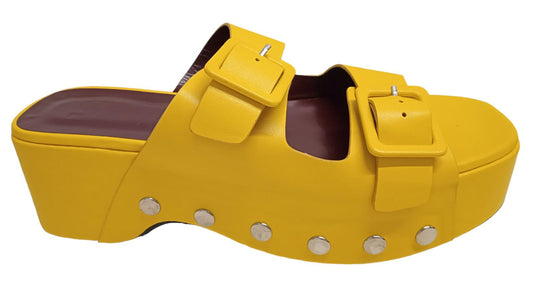 STAUD Remi 60 Platform Shoes Leather Sandals Yellow EU40 UK7 NEW RRP350