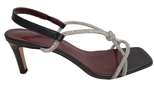 STAUD Nicolette Shoes Black Rhinestone Heels Sandals EU39 UK6 NEW RRP350