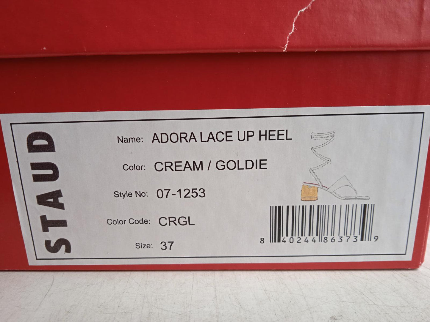 STAUD Ladies White & Gold Adora Lace-Up Thong Sandals EU37 UK4 RRP300 NEW