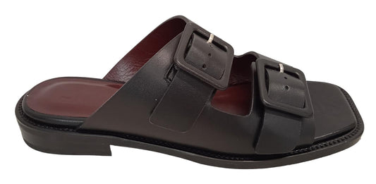 STAUD Ladies Remi Buckle Leather Slide Sandals Black EU36 UK3 NEW RRP250
