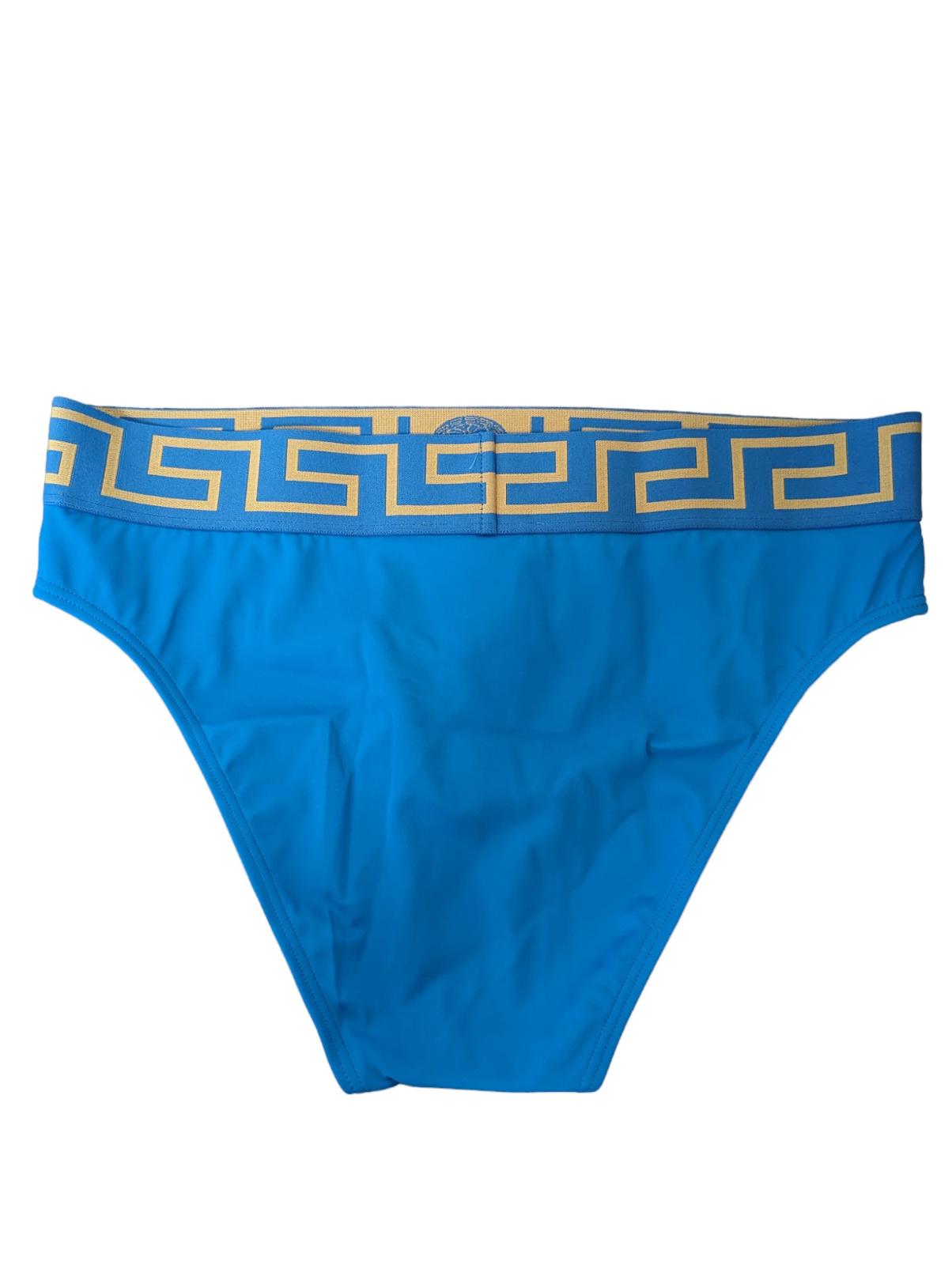 VERSACE Bikini Bottoms Blue Ladies Logo Medusa Elasticated Slip M NEW RRP 155