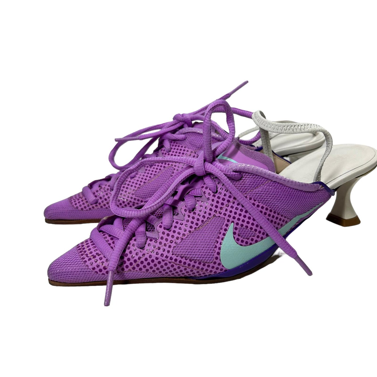 ANCUTA SARCA N1-PINK BENTLEY UPCYCLED LILAC KITTEN HEELS ELASTIC STRAP EU38 NEW