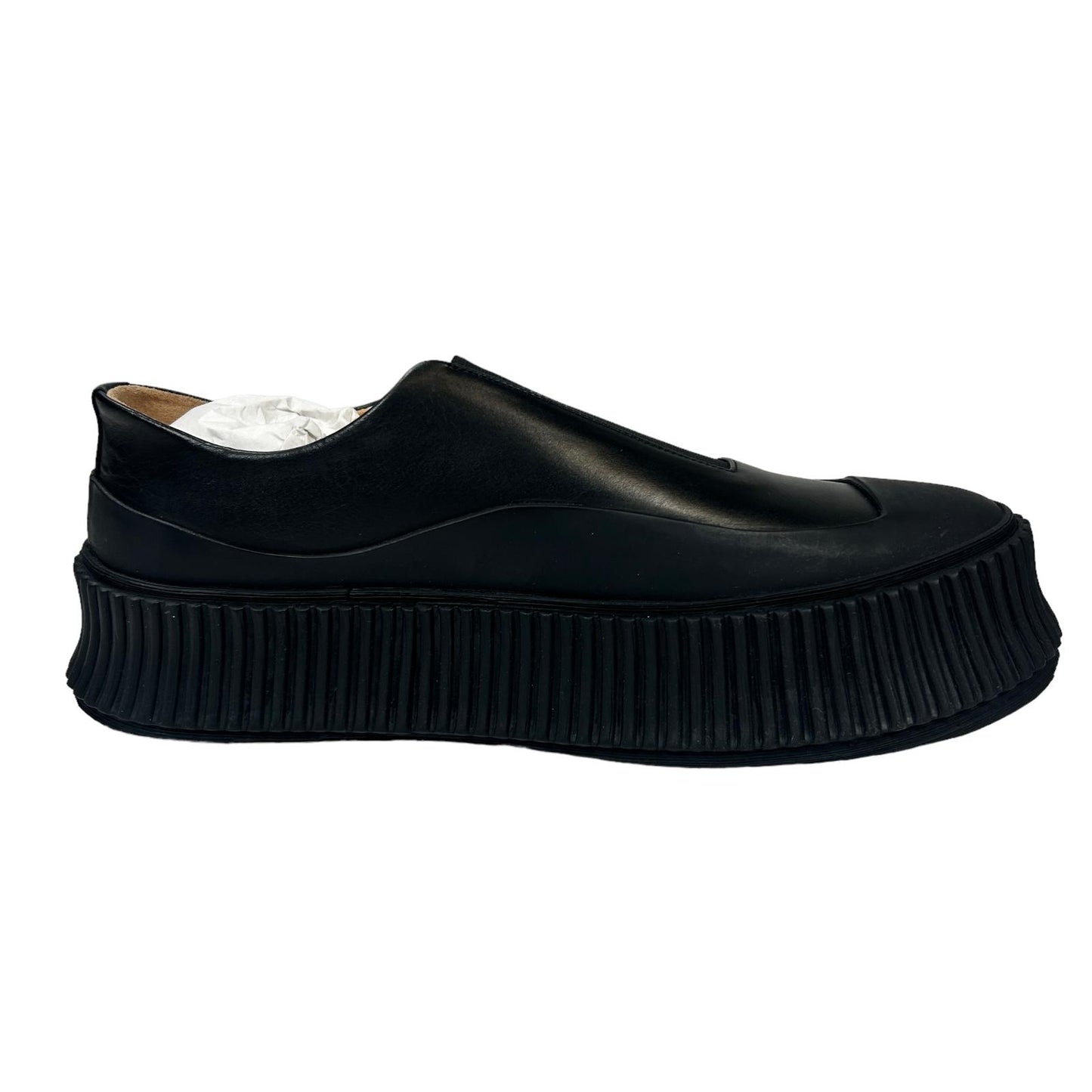 JIL SANDER VULCAVANIZED SOLE LEATHER SLIP ON SNEAKERS - BLACK - EU40 UK7 - NEW