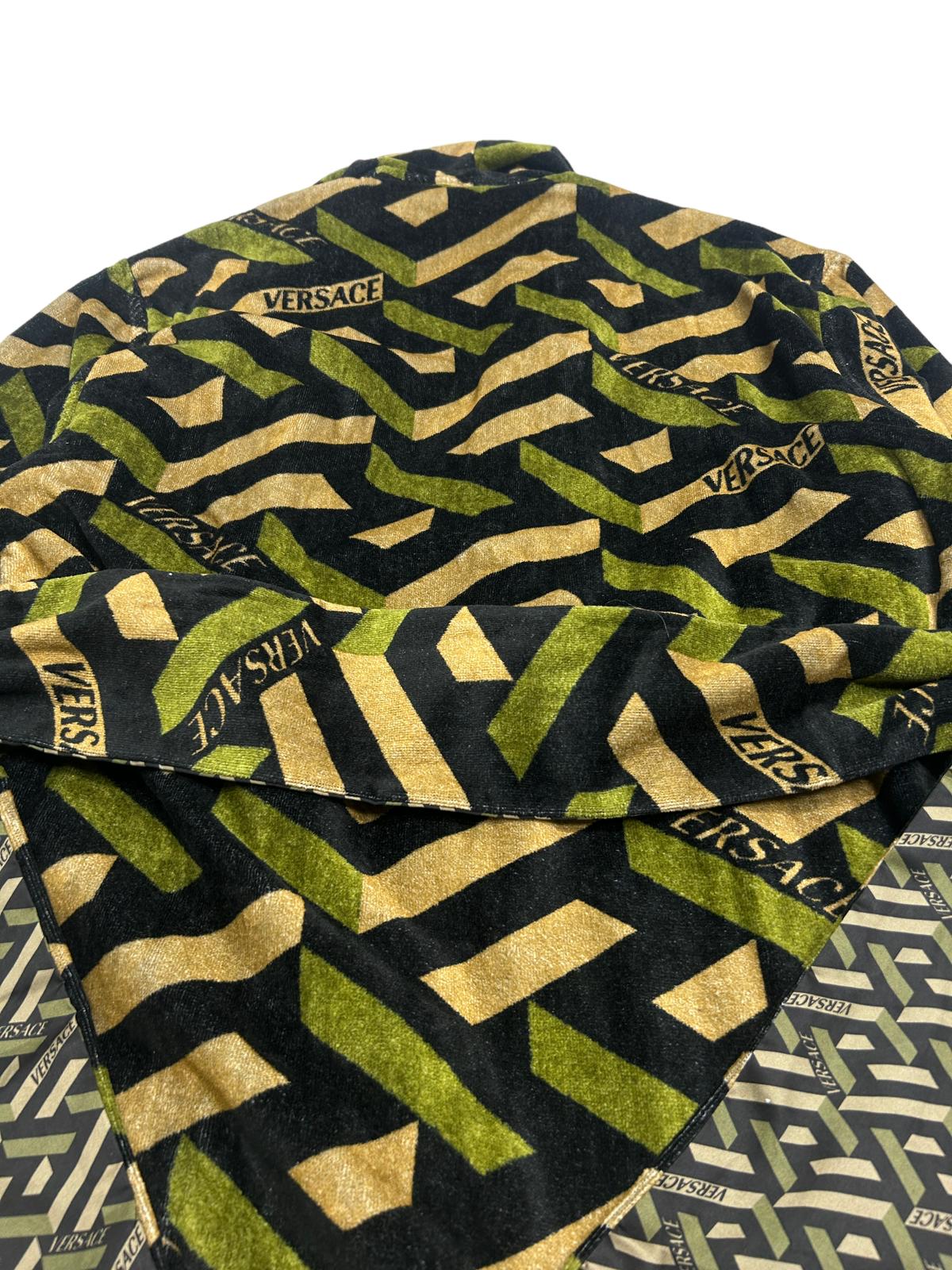 VERSACE UNISEX LA GRECA BATHROBE EMBROIDERY - GREEN - LARGE - NEW DAMAGED BOX