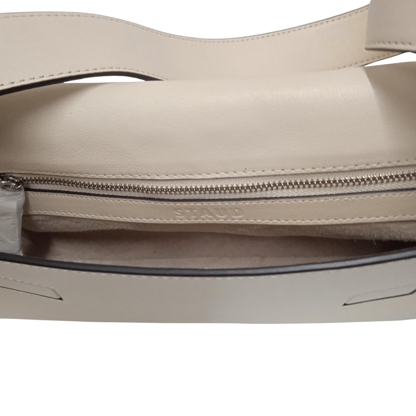 STAUD Ladies Cream Beige Leather Acute Shoulder Bag Size Small RRP280 NEW
