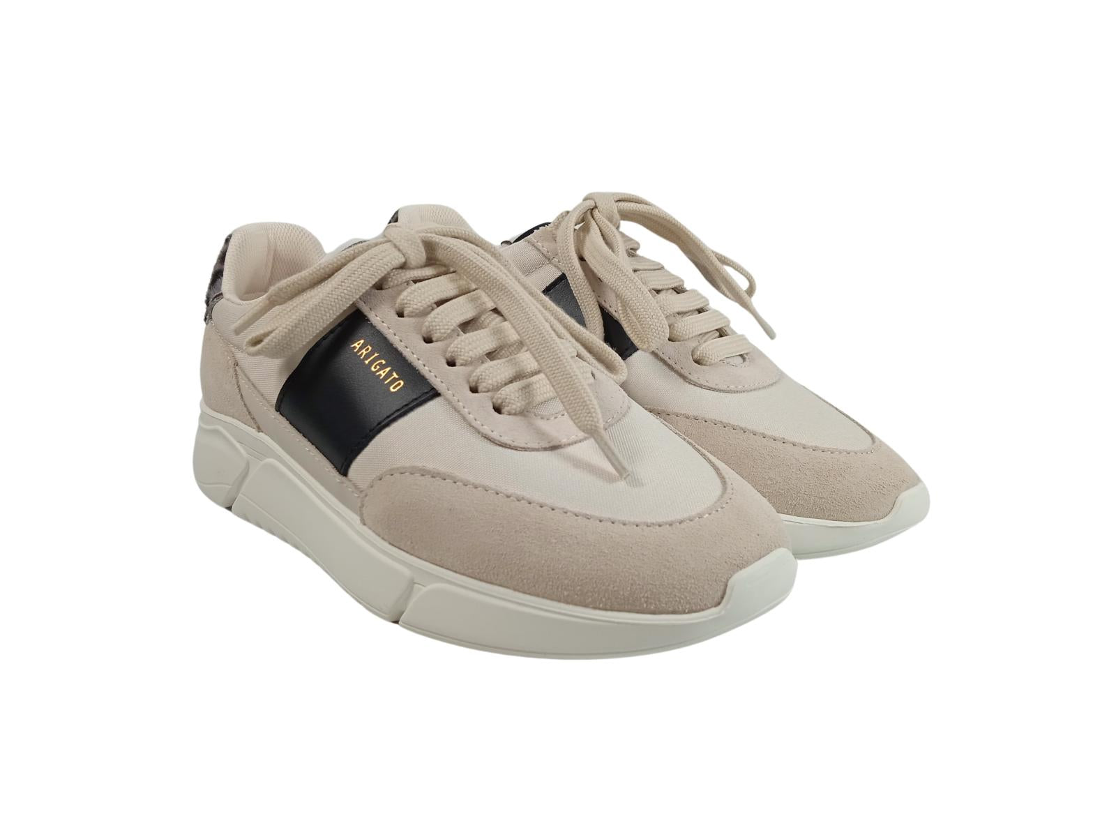 AXEL ARIGATO Ladies Beige Black Low Top Genesis Trainers UK2.5