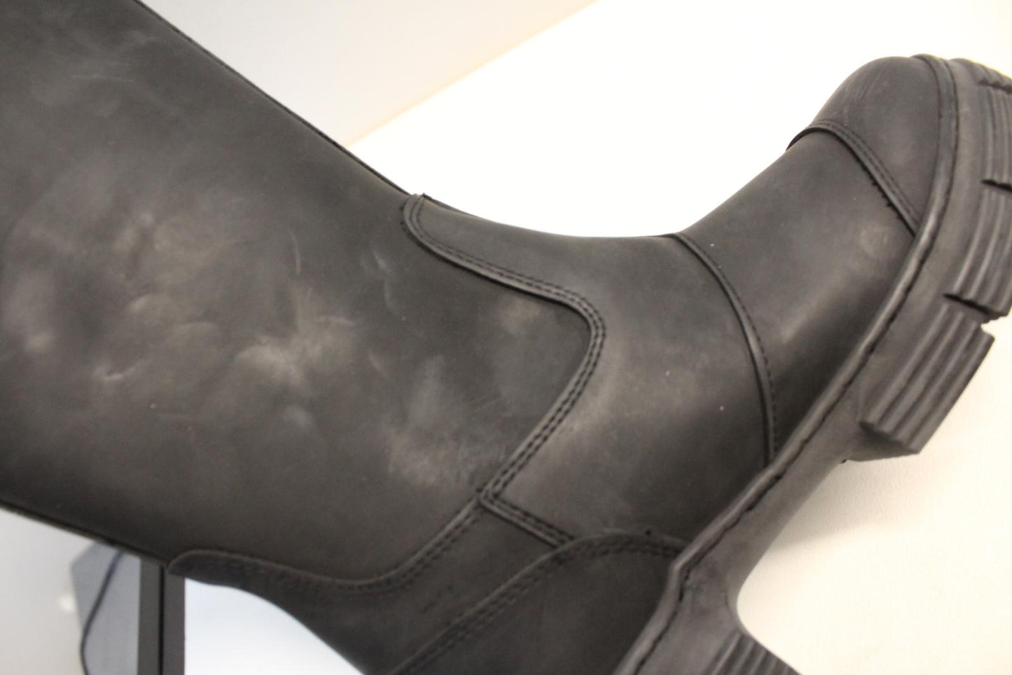 GANNI Ladies S1913 Black Recycled Rubber Country Knee Boots EU37 UK4 NEW RRP225