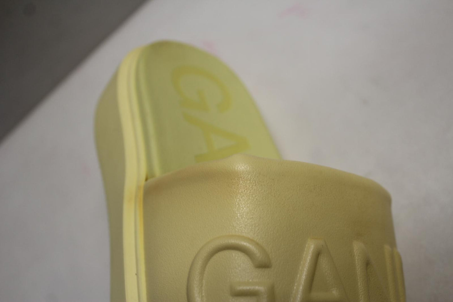 GANNI Ladies Pale Banana Yellow Vegan Leather Slides Sandals EU36 UK3 NEW RRP175