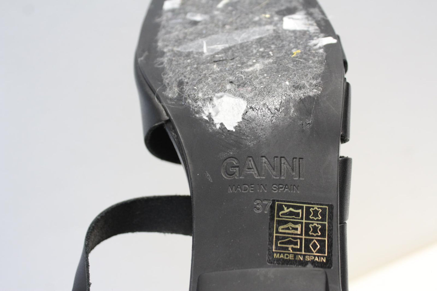 GANNI Ladies S1820 Black Leather Kitten Heel Strappy Sandals EU37 UK4 NEW RRP265
