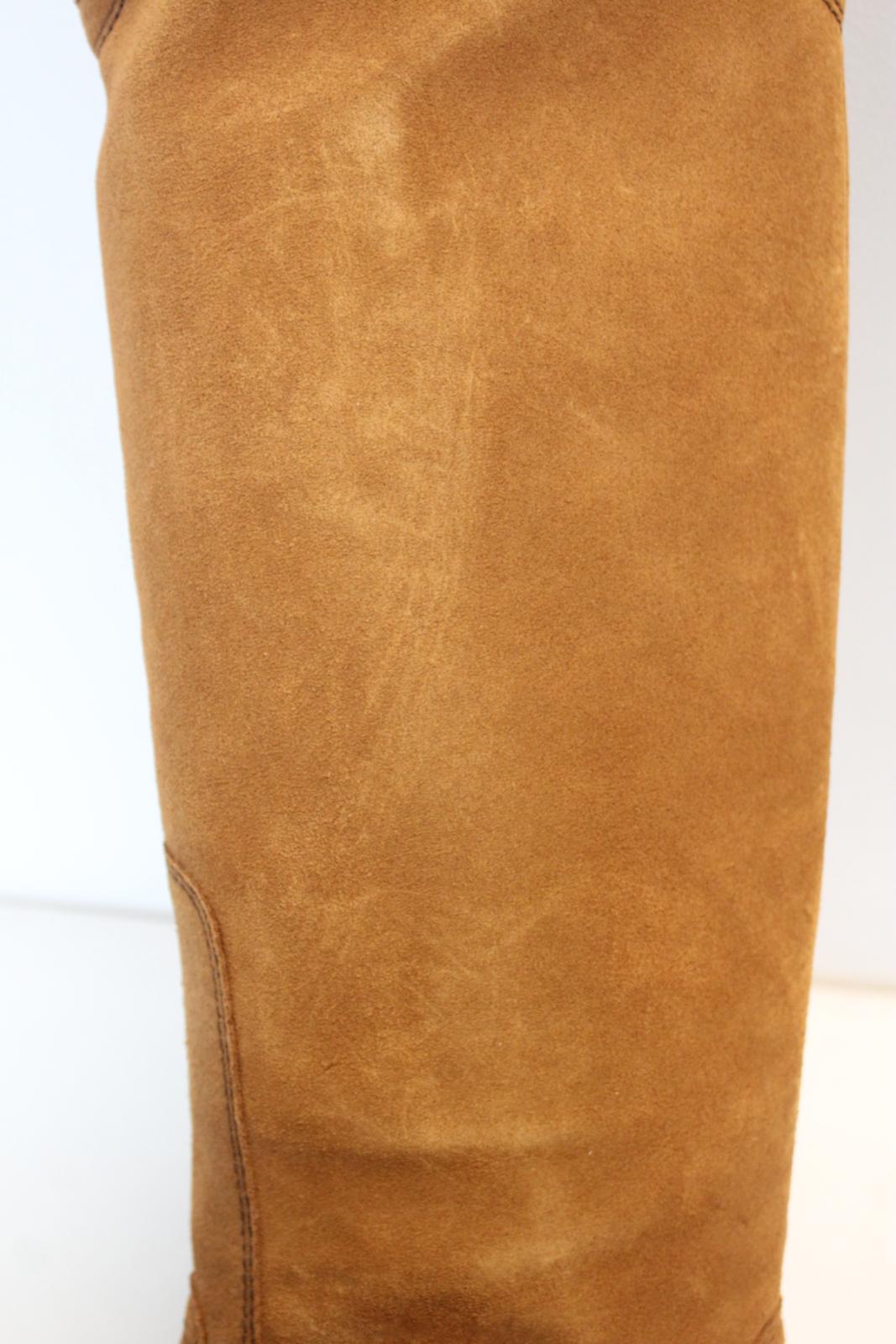 GANNI Western Boots Tobacco Brown Suede Knee High Womens EU37 UK4 NEW RRP430