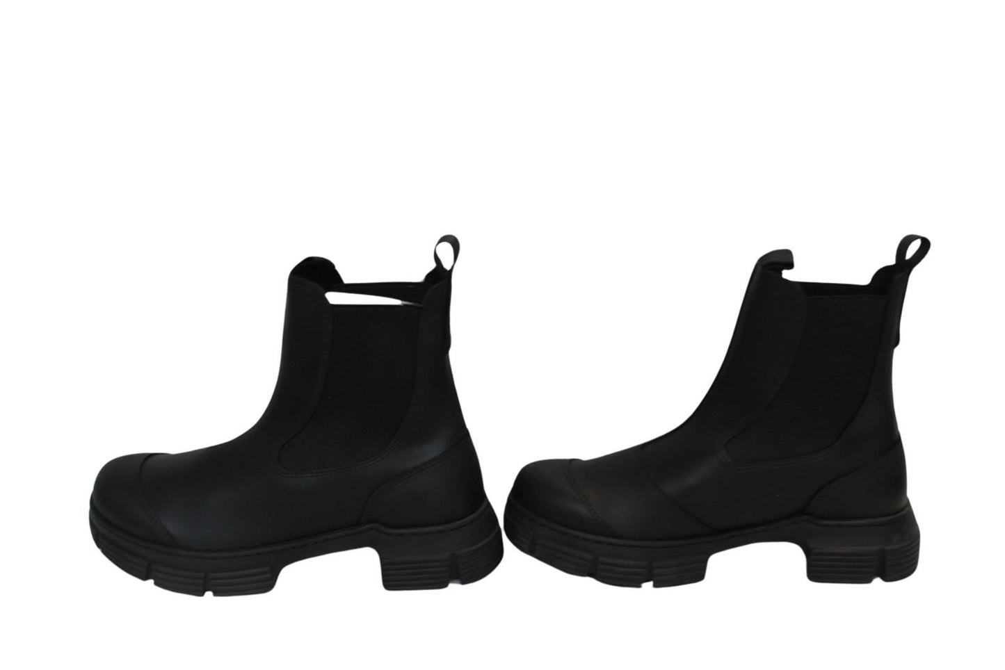 GANNI Chelsea Boots S1526 Black Recycled Rubber City Womens EU37 UK4 NEW RRP195