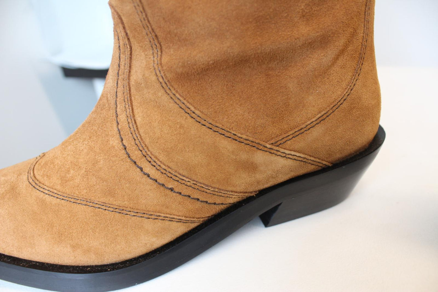 GANNI Western Boots S1728 Tobacco Brown Suede Knee High EU40 UK7 NEW RRP430