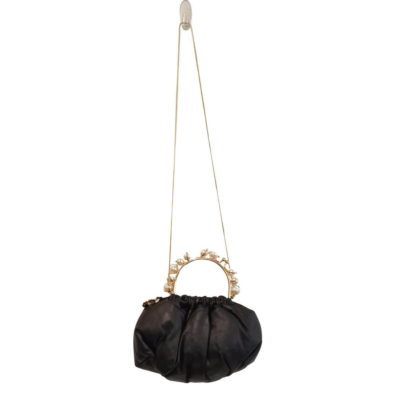 ROSANTICA Ladies Black Leather Explosion Top Handle Small Clutch Bag RRP605 NEW