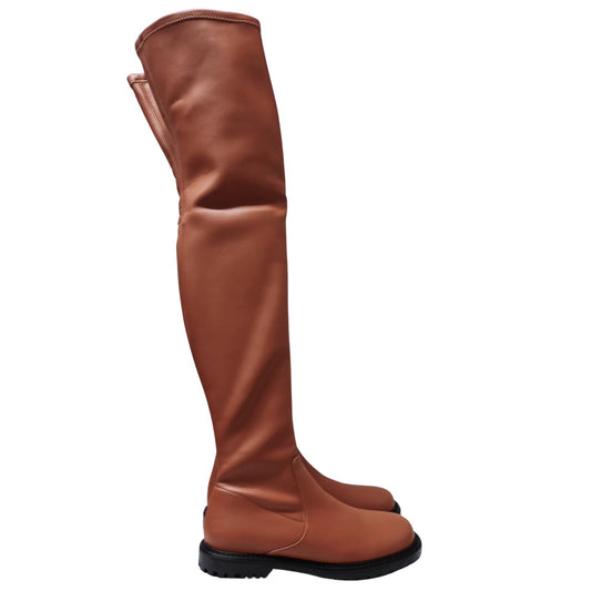 STAUD Brown Ankle Boots Belle BELLE FLT BT OTK STRTCH VGN LTHR UK 7 NEW RRP 415