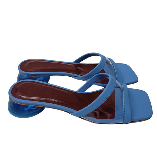 STAUD Blue Mid Heeled Sandals Simone Sandal Leather Plexi UK 3.5 NEW RRP 270