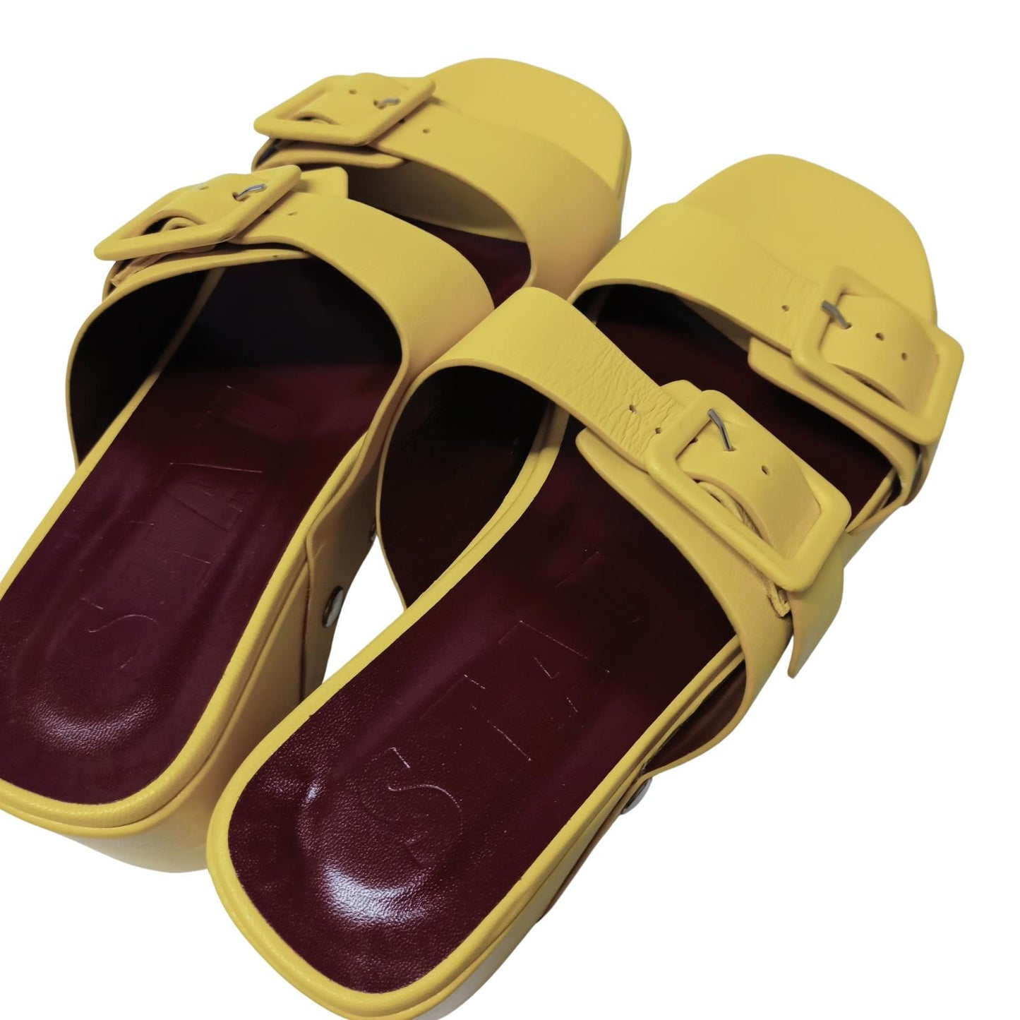 STAUD Yellow Flat Sandals Remi Flatform Double Strap Leather UK 5 NEW RRP 345