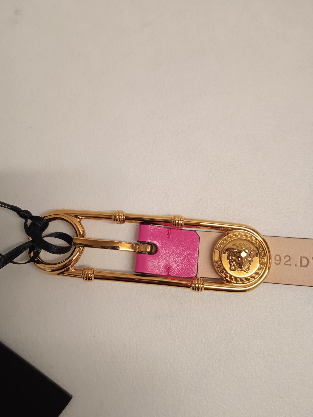VERSACE Ladies Pink Leather Safety Pin Medusa Head Buckle Belt 75/30 NEW RRP270
