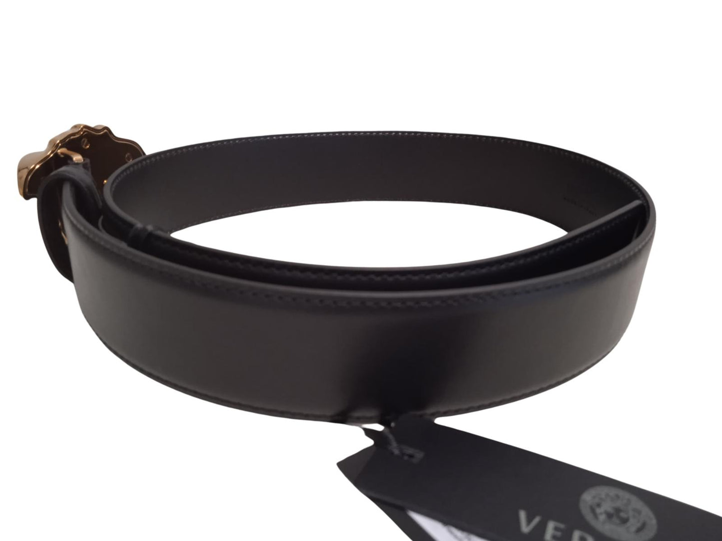 VERSACE Ladies Black Leather 4cm Medusa Head Buckle Belt 80/32 NEW RRP390