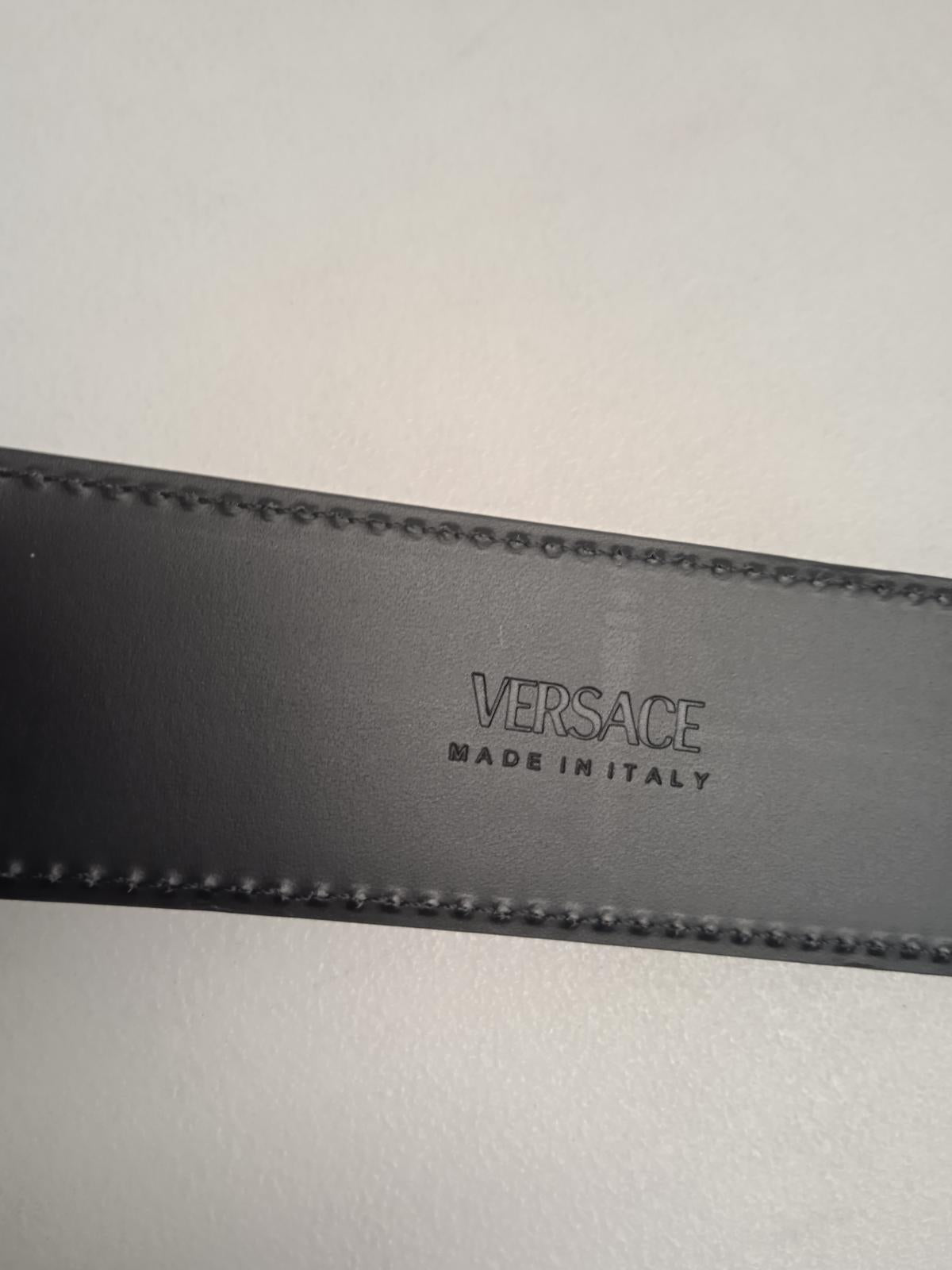 VERSACE Ladies Black Leather 4cm Medusa Head Buckle Belt 80/32 NEW RRP390