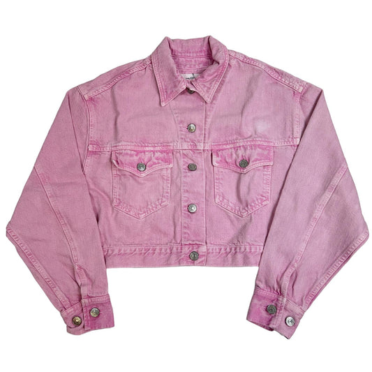 ISABEL MARANT ÉTOILE Pink Denim Jacket Cropped Box Fit Size 34 NEW RRP 350