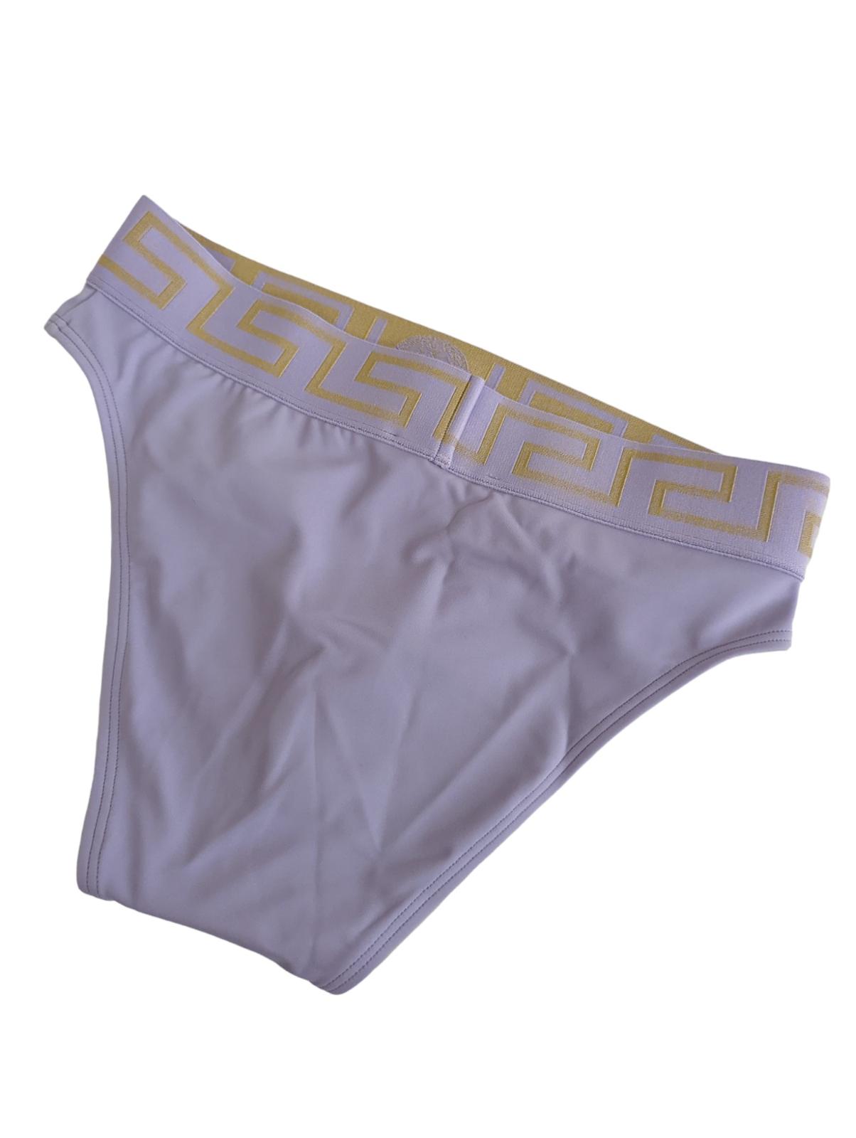 VERSACE Purple Bikini Bottoms Bikini Logo Elasticated Waist XS NEW RRP 120
