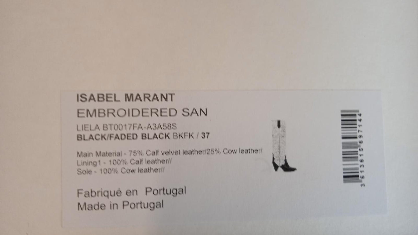 ISABEL MARANT Ladies Liela 60 Black Suede Cowboy Knee Boots EU37 UK4 NEW RRP950