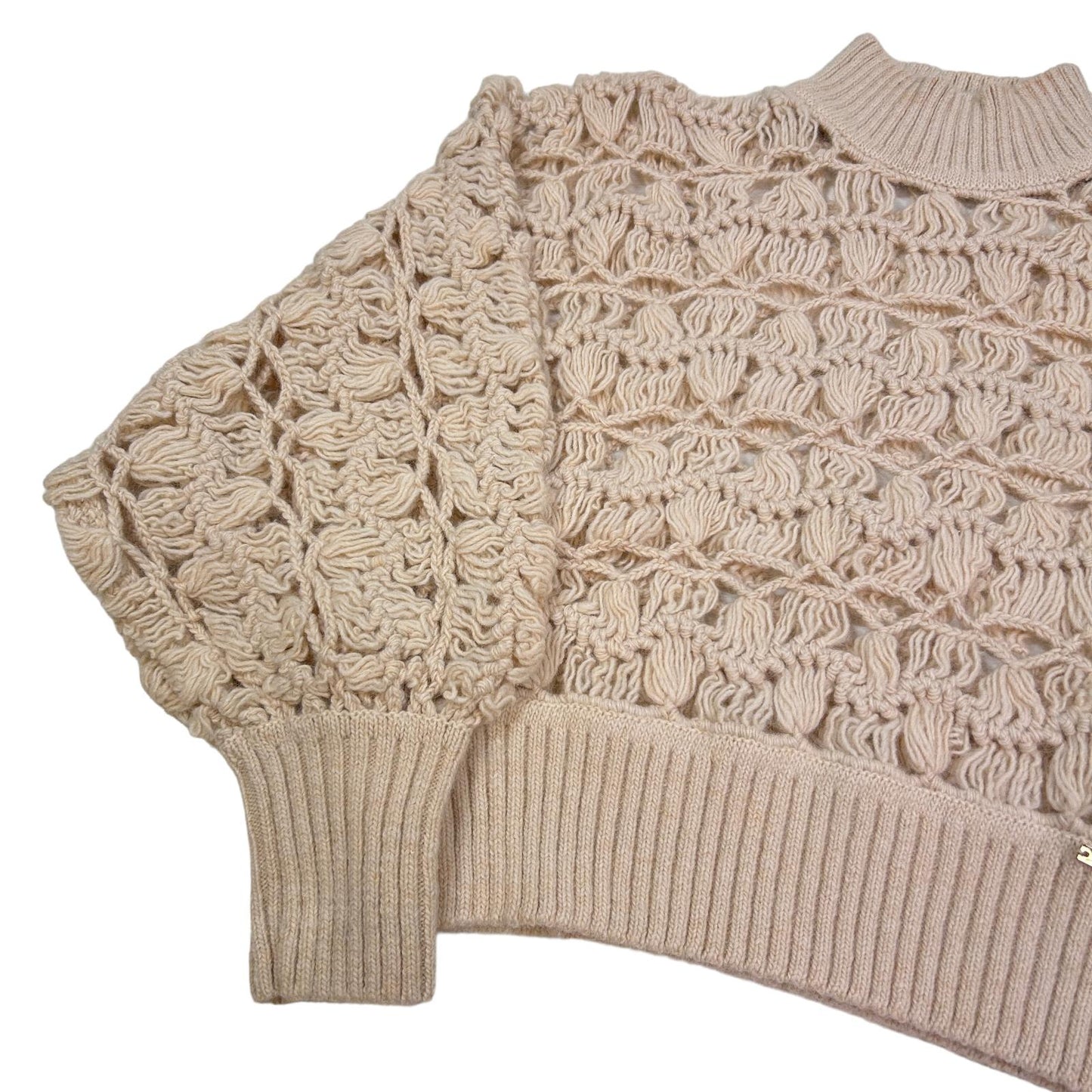 ZIMMERMANN Crochet Cream Turtle Neck Knit Wool Sweater Size 3 NEW RRP 650