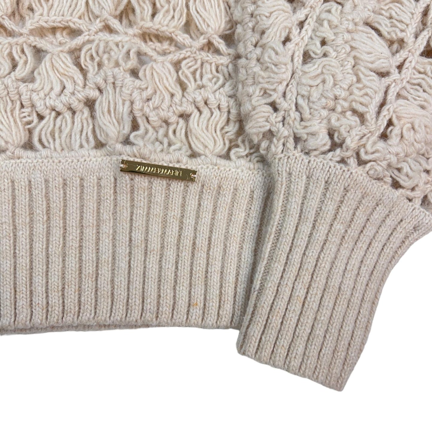 ZIMMERMANN Crochet Cream Turtle Neck Knit Wool Sweater Size 3 NEW RRP 650