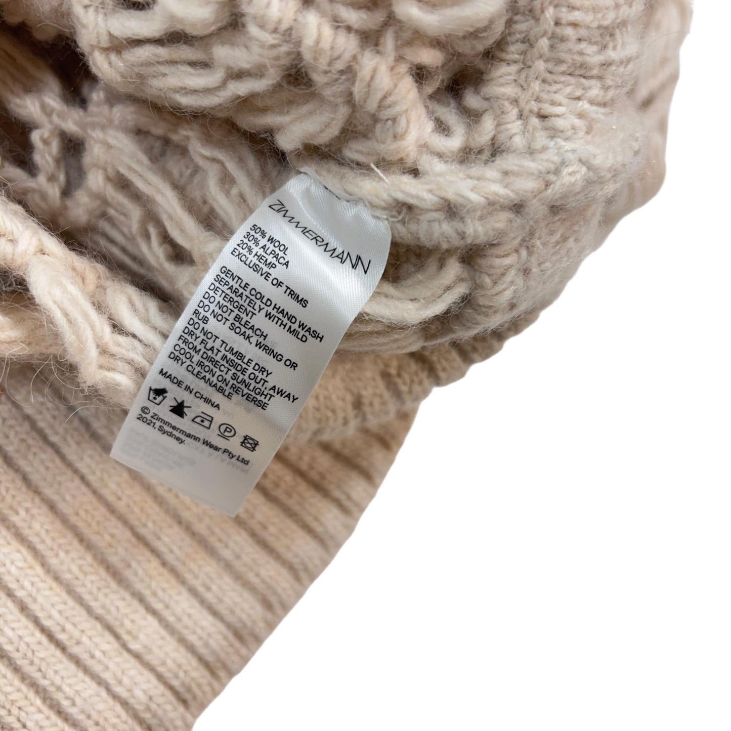 ZIMMERMANN Crochet Cream Turtle Neck Knit Wool Sweater Size 3 NEW RRP 650