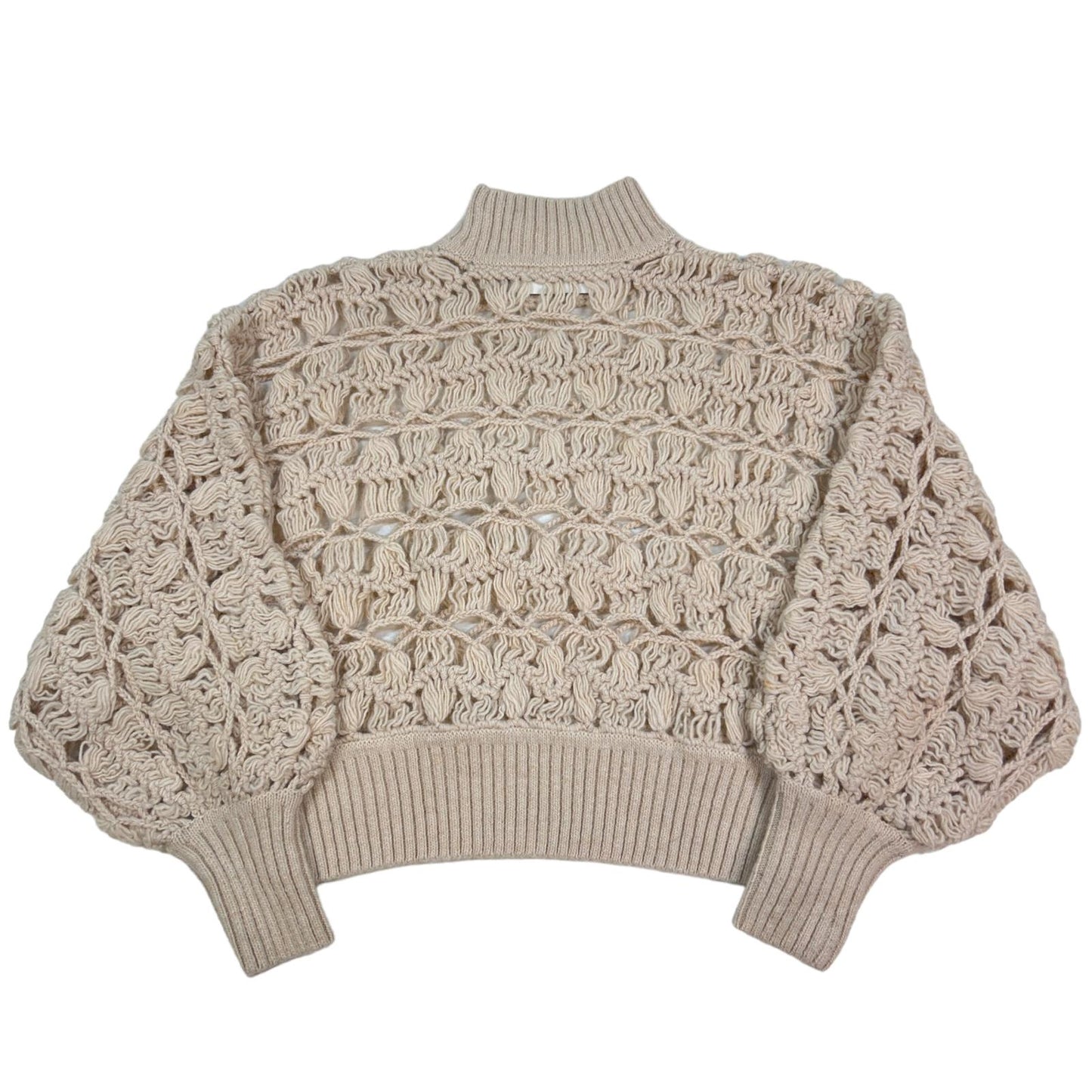 ZIMMERMANN Crochet Cream Turtle Neck Knit Wool Sweater Size 3 NEW RRP 650